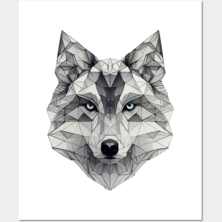 Low poly wolf face Posters and Art